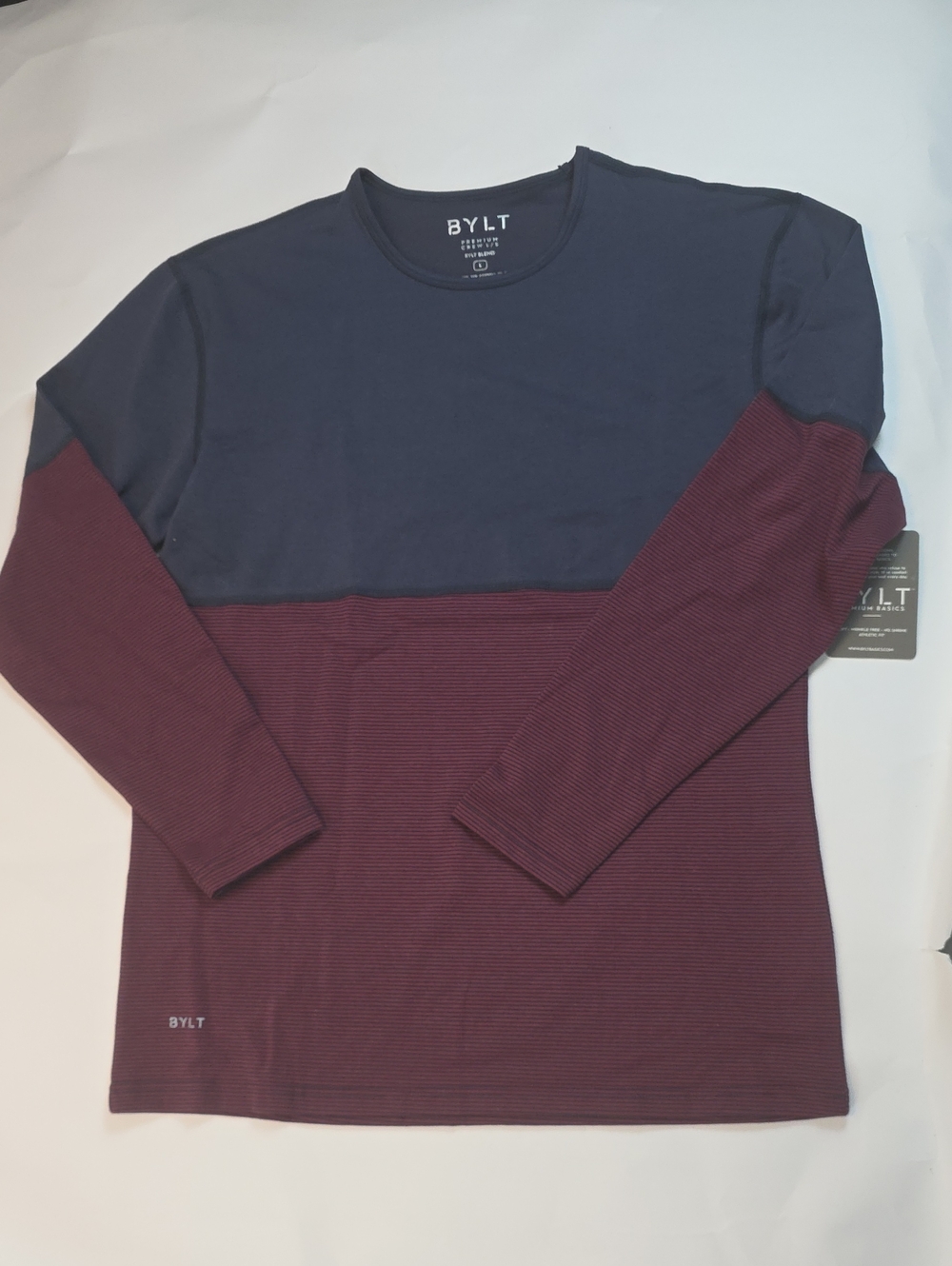 NWT Men's BYLT Premium Crew Long Sleeve Tee. Size Large. BYLT Blend